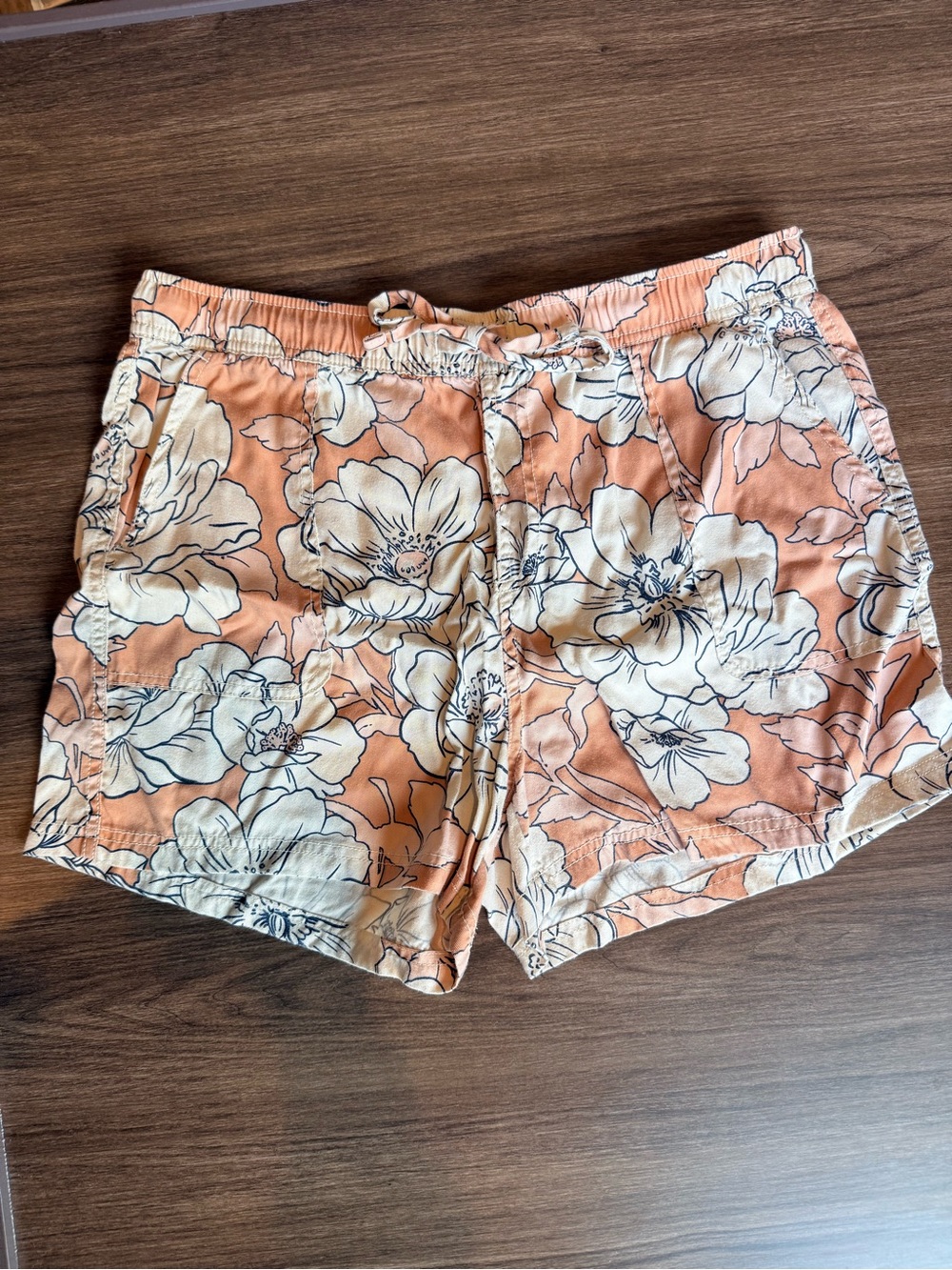 C&C California Peach Floral Drawstring Athletic Shorts